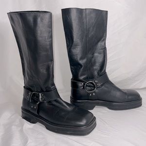 ASOS DESIGN Chili premium leather harness knee boots